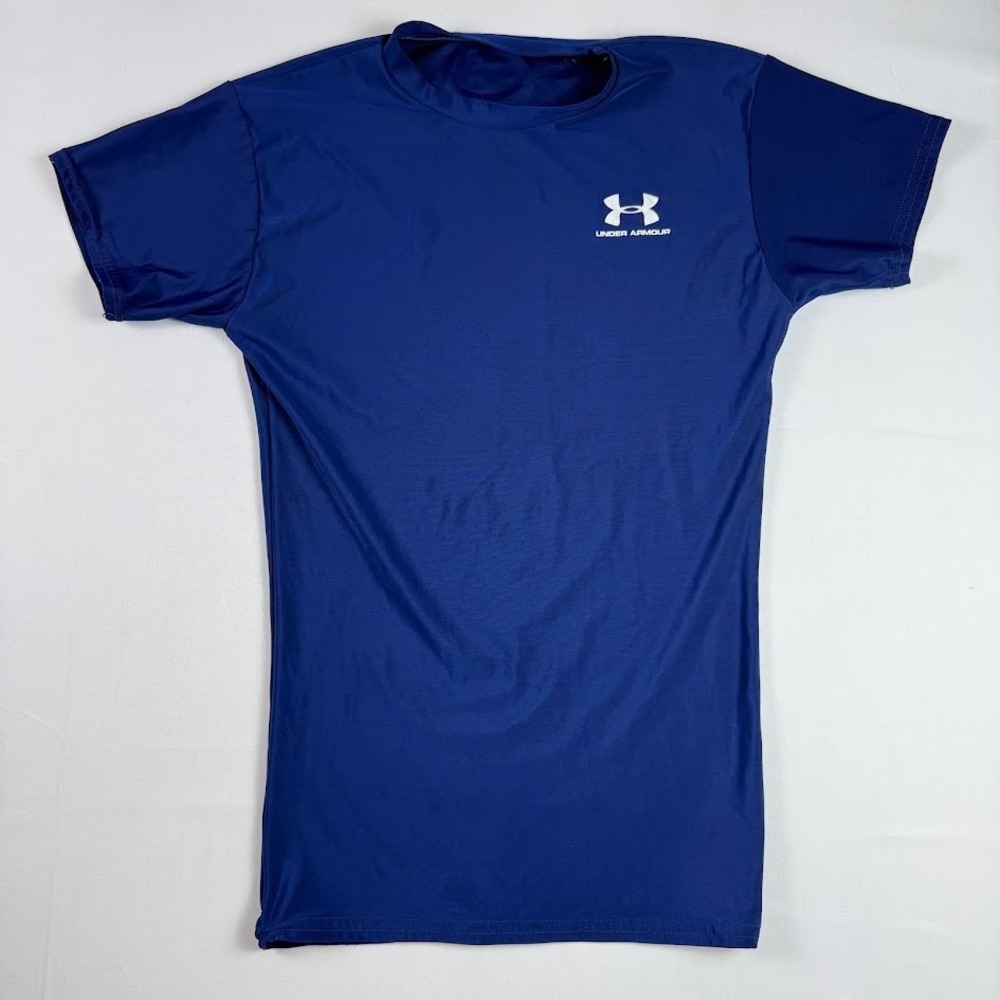 Under Armour Mens Compression Shirt Blue Short Sleeve Training Top Medium USA